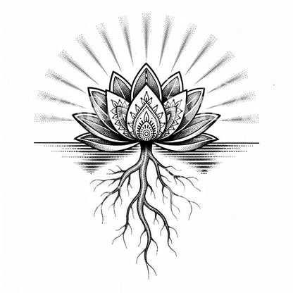 Rooted Lotus Mandala Tattoo Design
