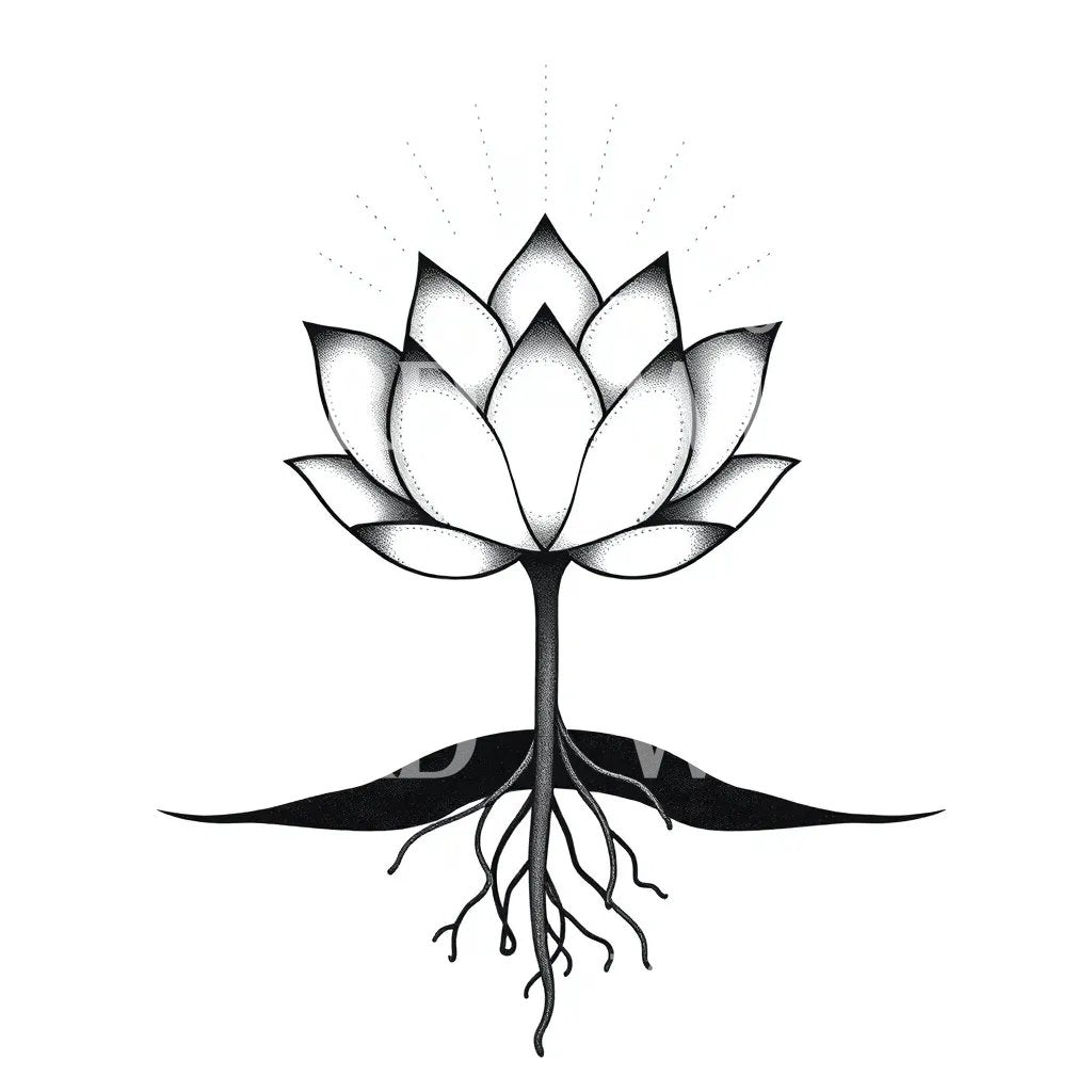 Rooted Lotus Tattoo Design