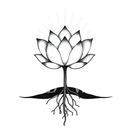 Rooted Lotus Tattoo Design