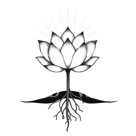 Rooted Lotus Tattoo Design