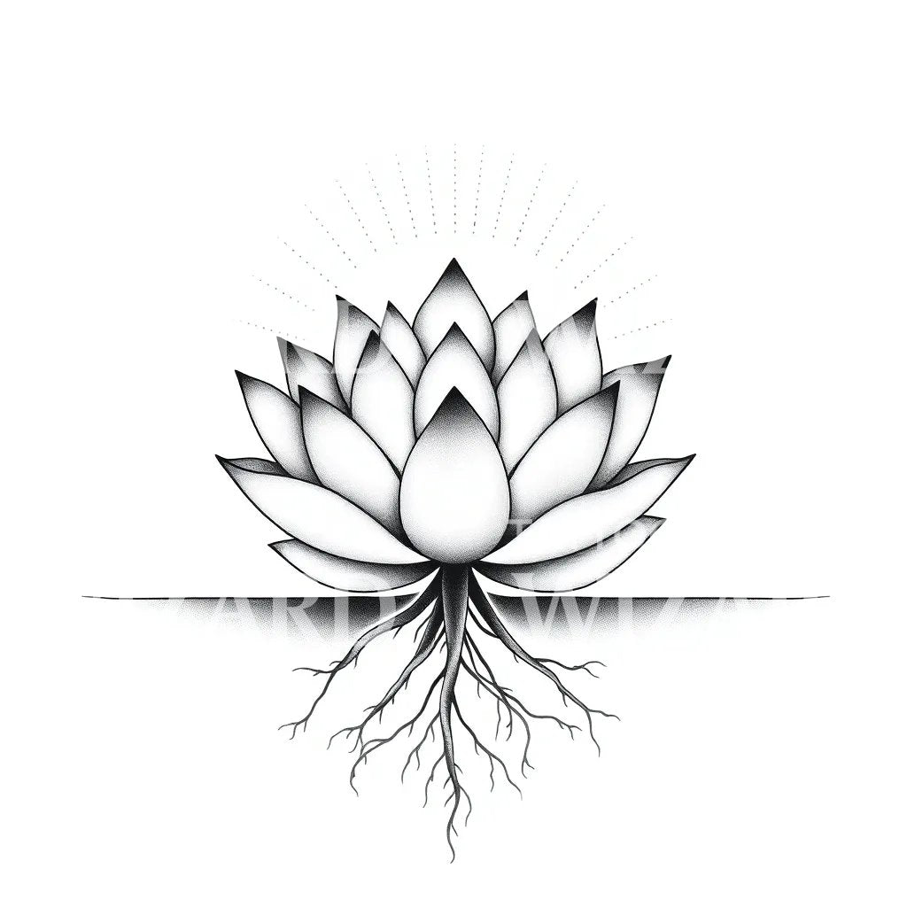 Rooted Lotus Tattoo Design