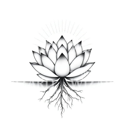 Rooted Lotus Tattoo Design