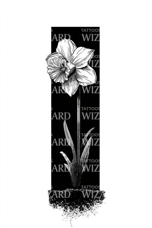 Rooted Panel Daffodil Tattoo Design