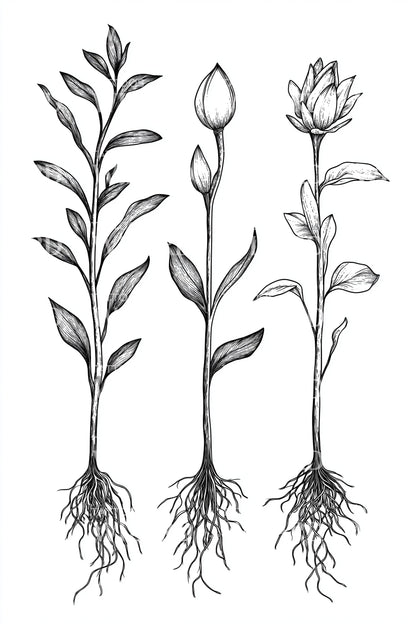 Rooted Seedlings Trio Tattoo Design