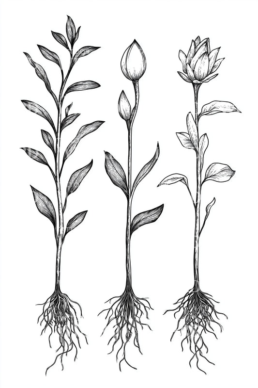 Rooted Seedlings Trio Tattoo Design
