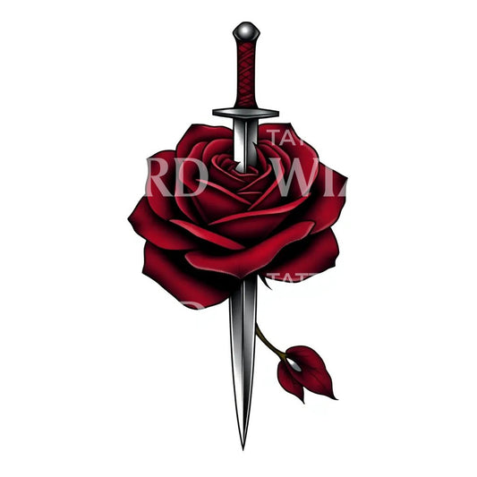 Rose and Dagger Tattoo Design