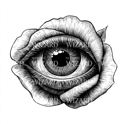 Rose Eye Surreal Tattoo Illustration