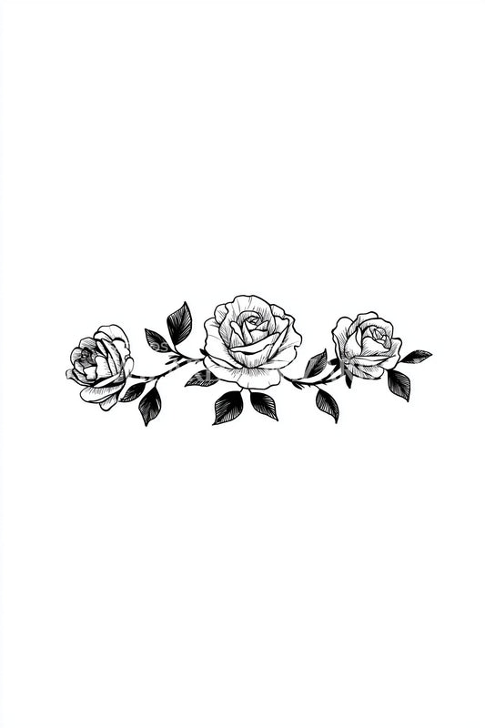 Rose Garland Strip Tattoo Design