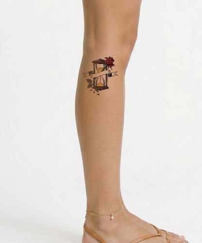 Rose Timeglas Banner Tattoo Design