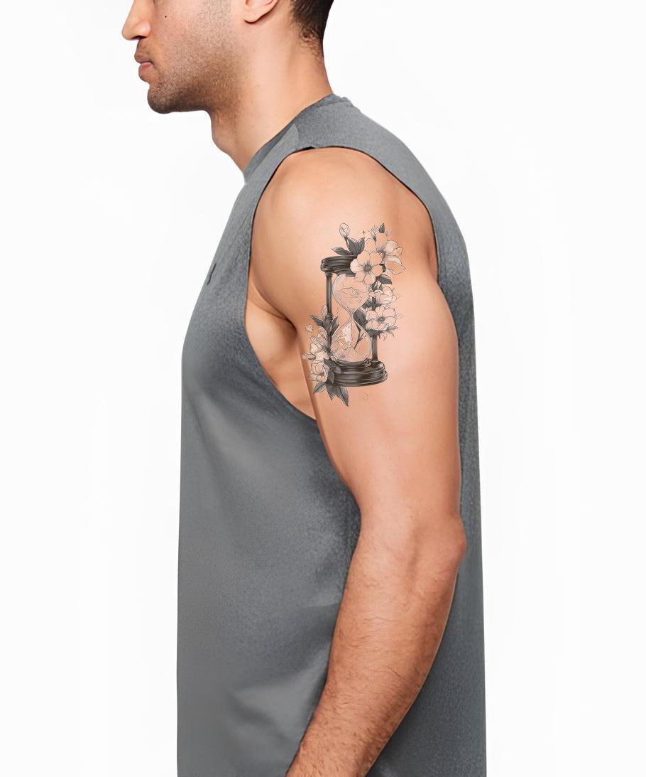 Rose Sand Hourglass Tattoo Design