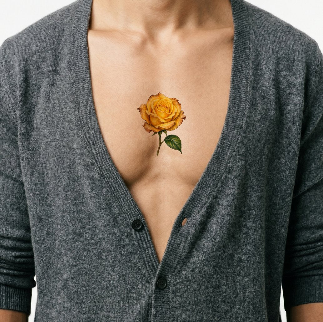 Weathered Yellow Rose Friendship Tattoo Illustration
