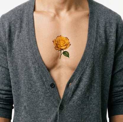 Weathered Yellow Rose Friendship Tattoo Illustration