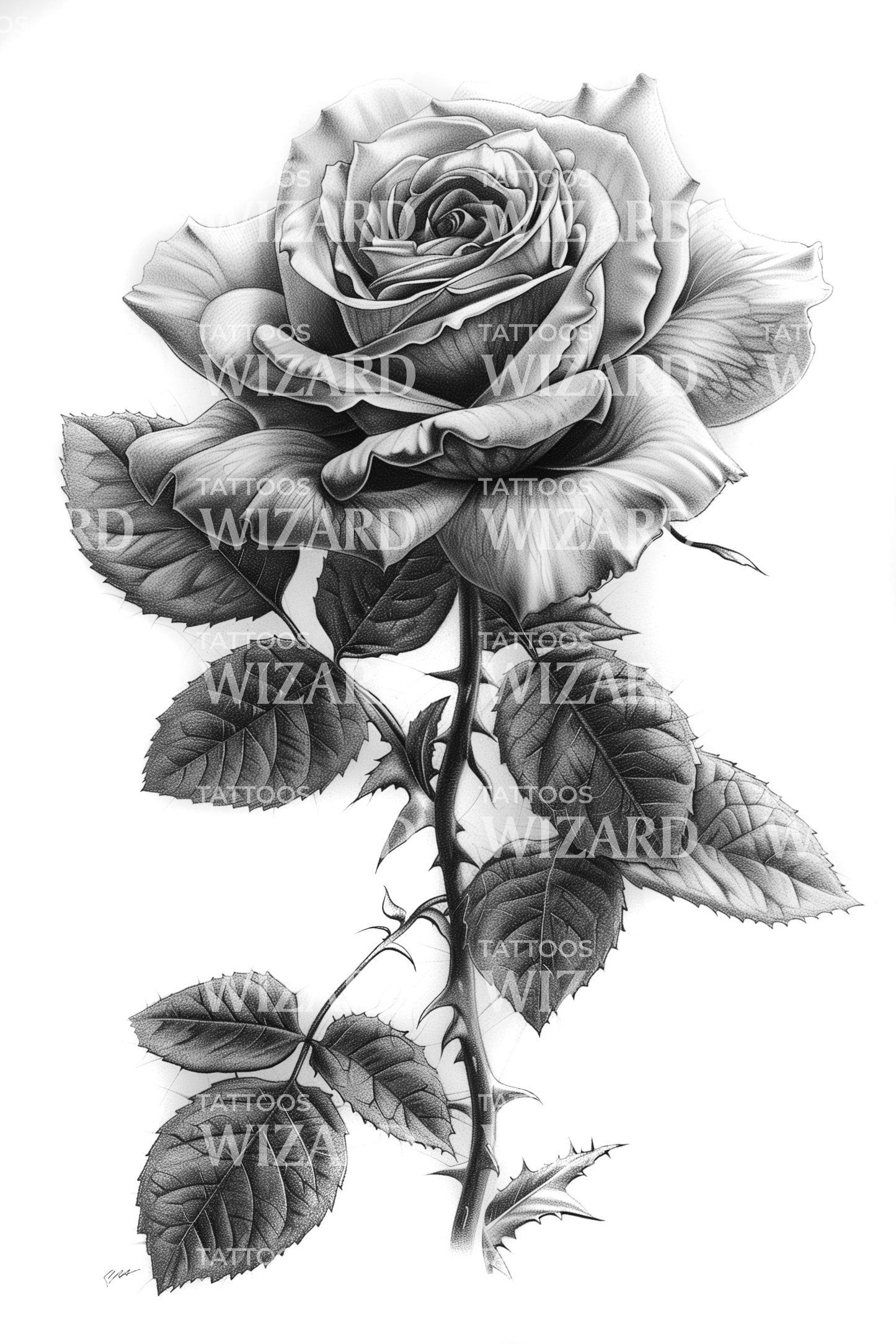 Rose with Thorns Tattoo Design