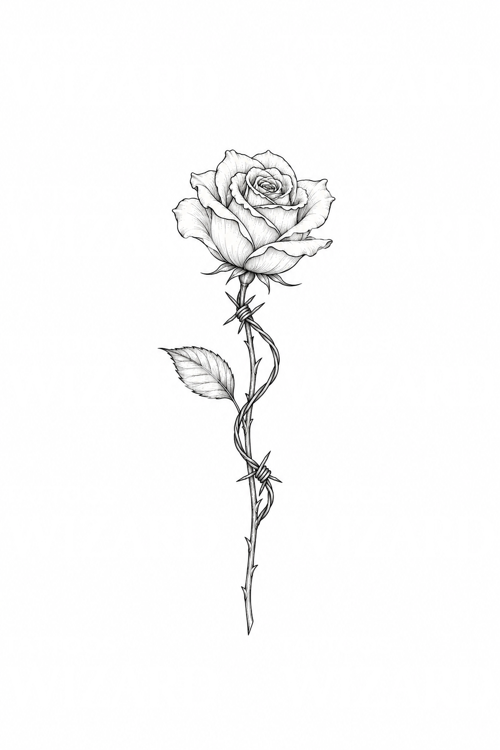 Rose Wrapped in Barbed Wire Tattoo Idea