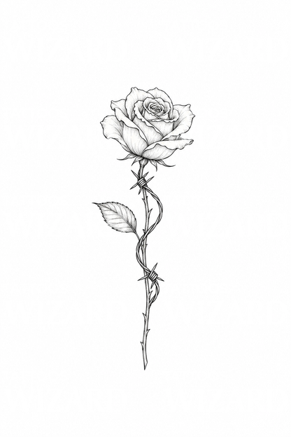 Rose Wrapped in Barbed Wire Tattoo Idea