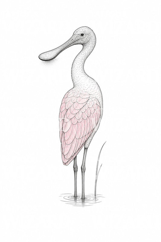 Diseño de tatuaje de espátula rosada vadeando