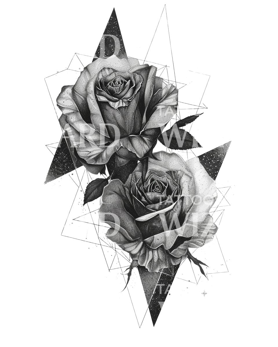 Rosen und Geometrie Tattoo-Design