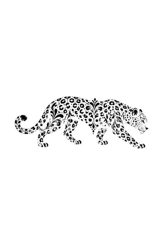 Diseño de tatuaje de leopardo acechante solo con rosetas