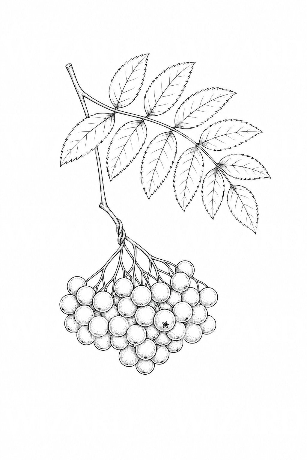 Tatueringsillustration av en rönngren med bär