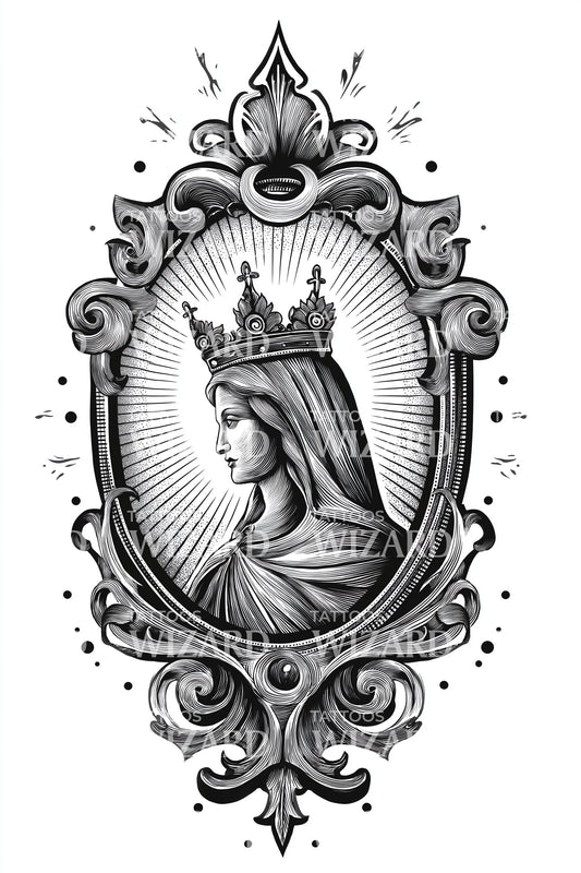 Royal Cameo Portrait Tattoo Illustration