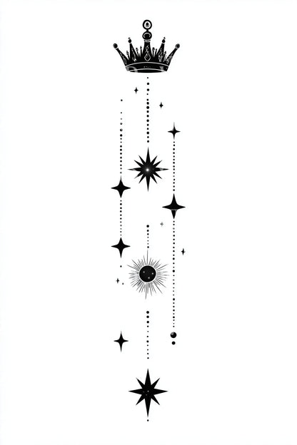 Royal Celestial Alignment Tattoo Design