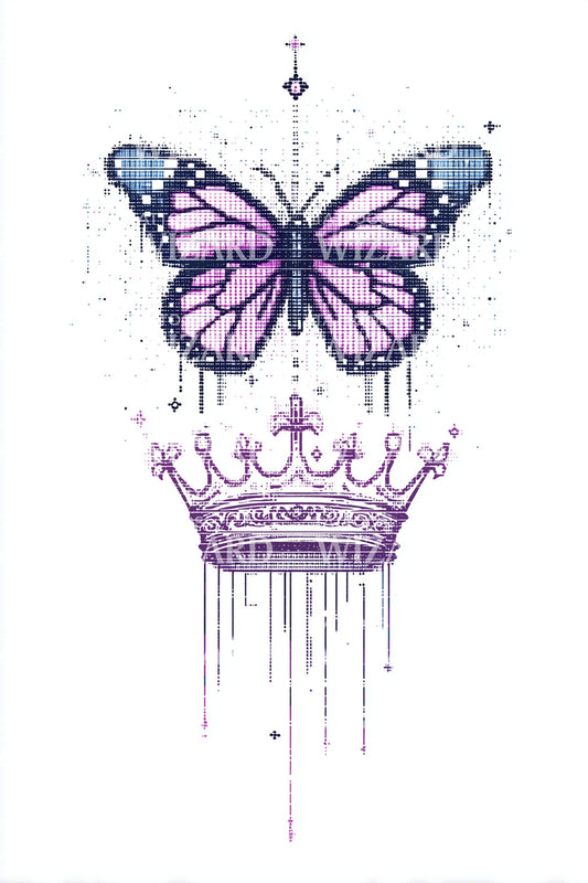 Royal Crown Butterfly Tattoo Design