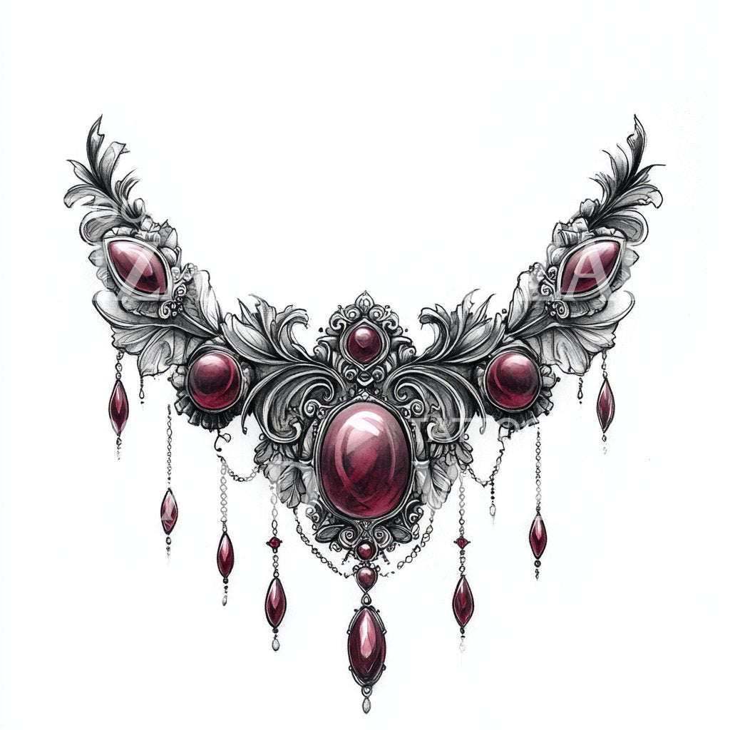 Royal Gothic Gemstone Tattoo Design