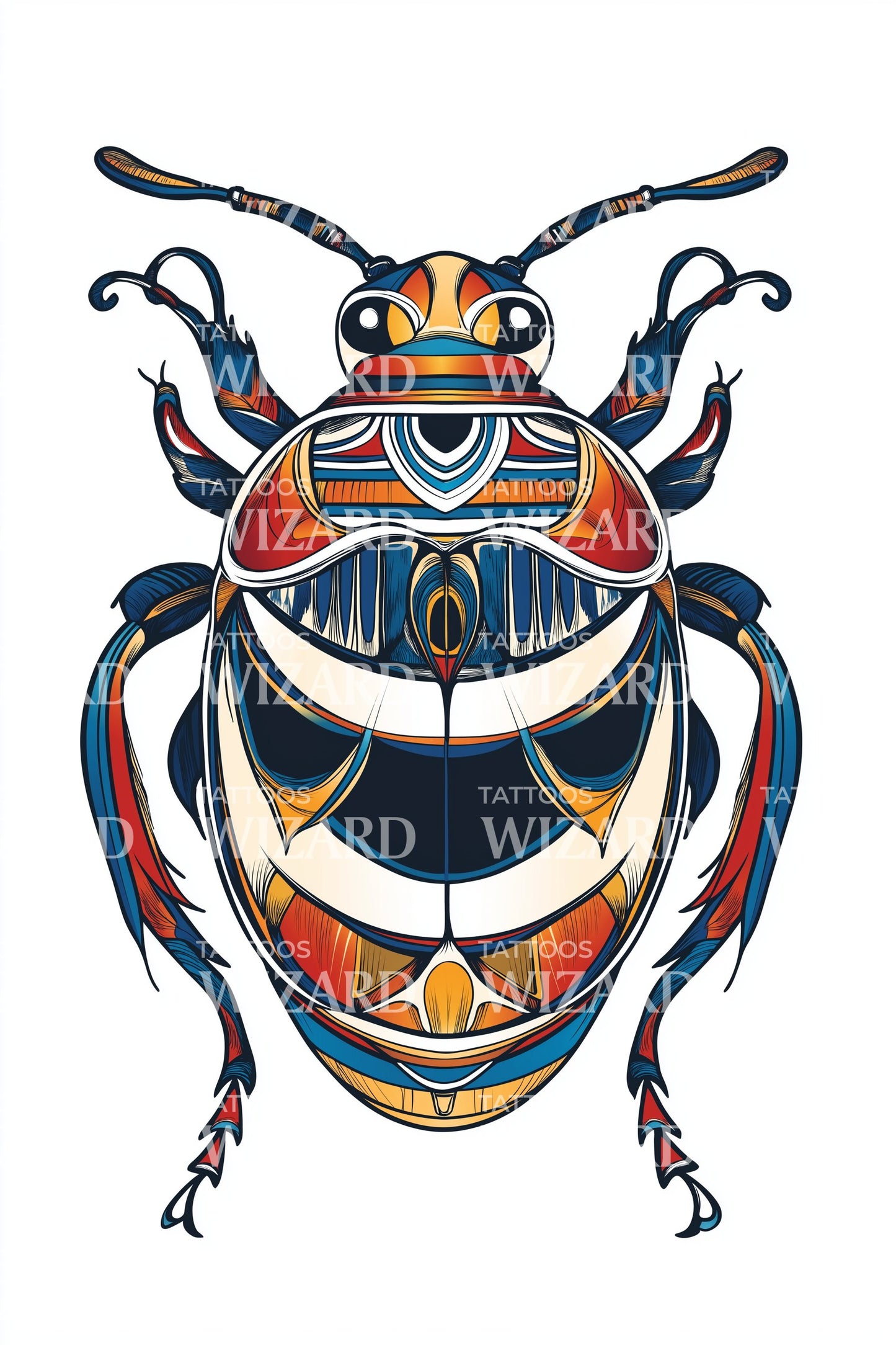 Royal Scarab Beetle Tattoo Design