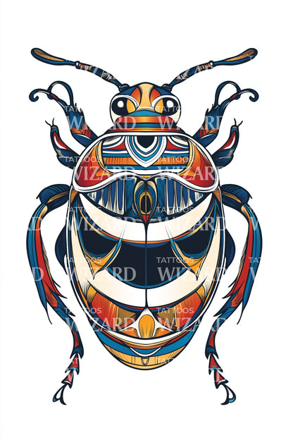 Royal Scarab Beetle Tattoo Design