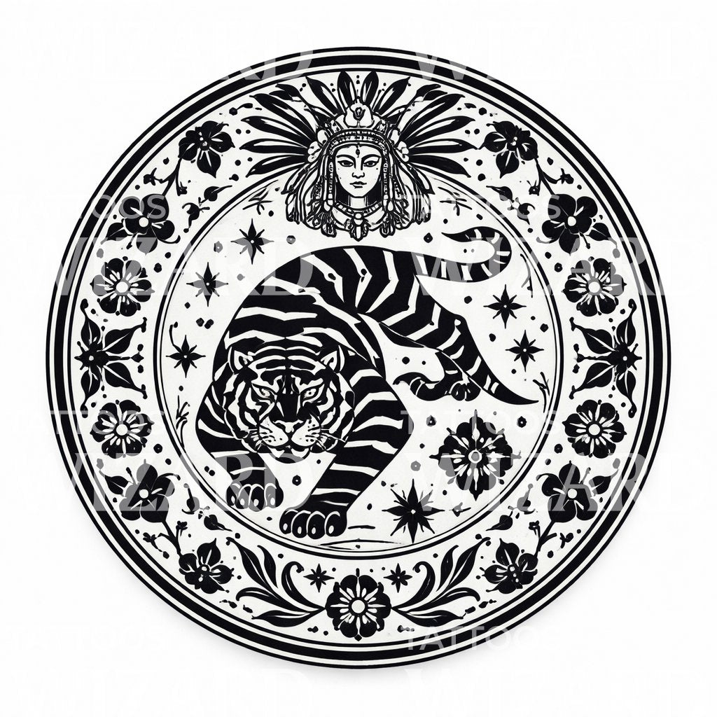 Royal Tiger Mandala Tattoo Design