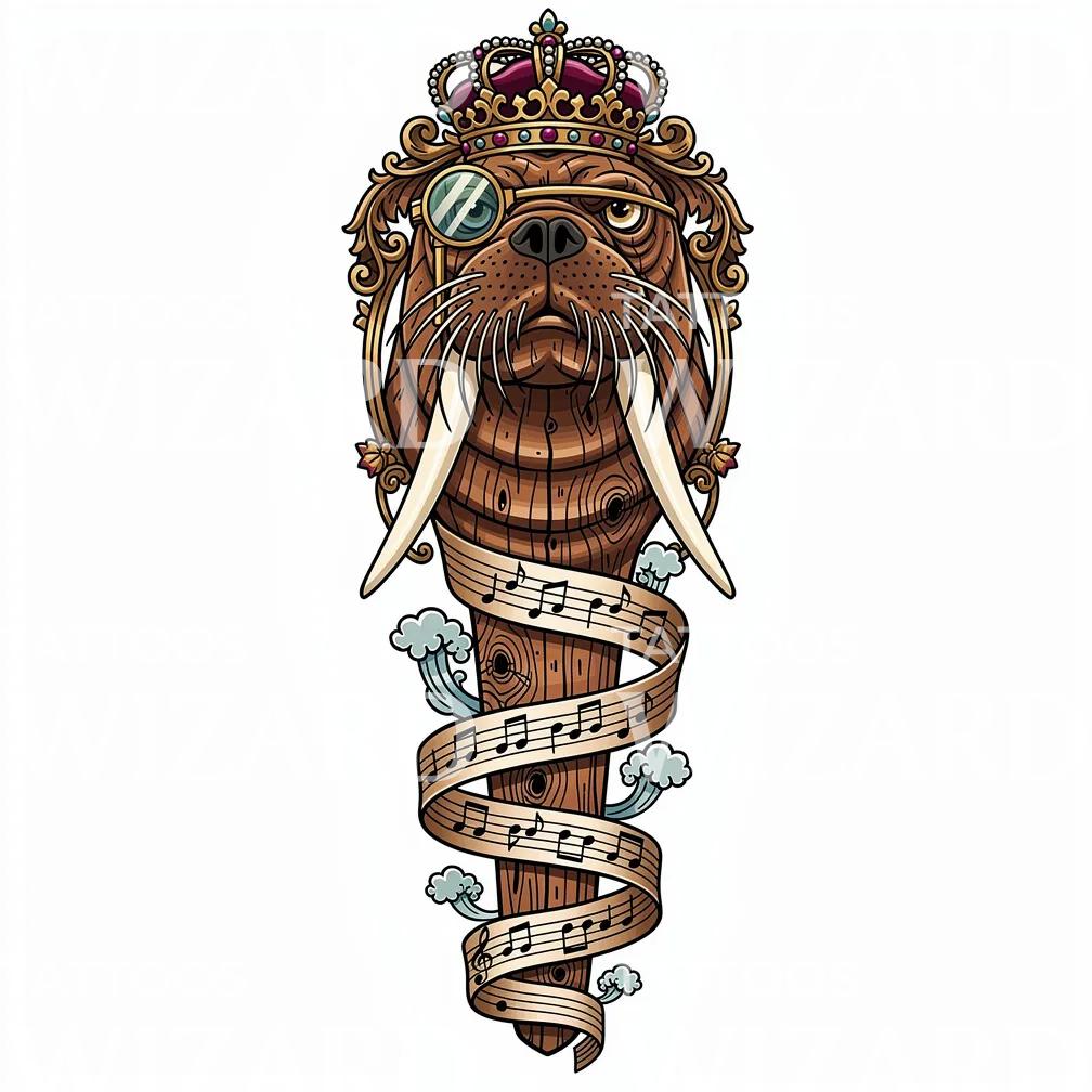 Royal Walrus Monocle Tattoo Design