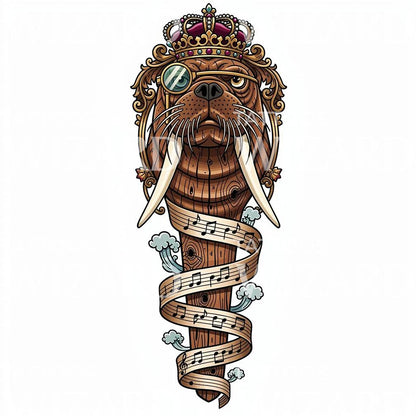 Royal Walrus Monocle Tattoo Design