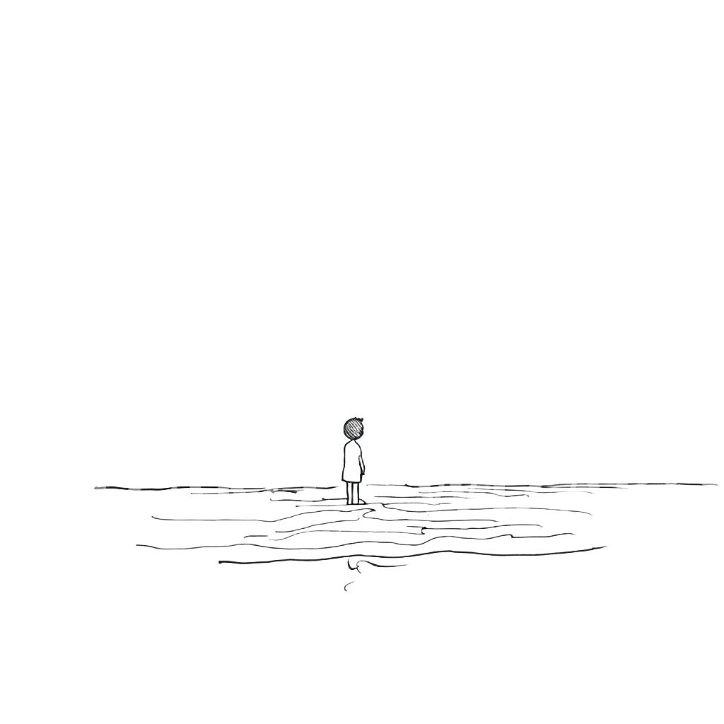 Poetisches minimalistisches Junge im Wasser Tattoo-Design