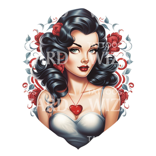 Neo-traditionelles Pin-up-Tattoo-Design