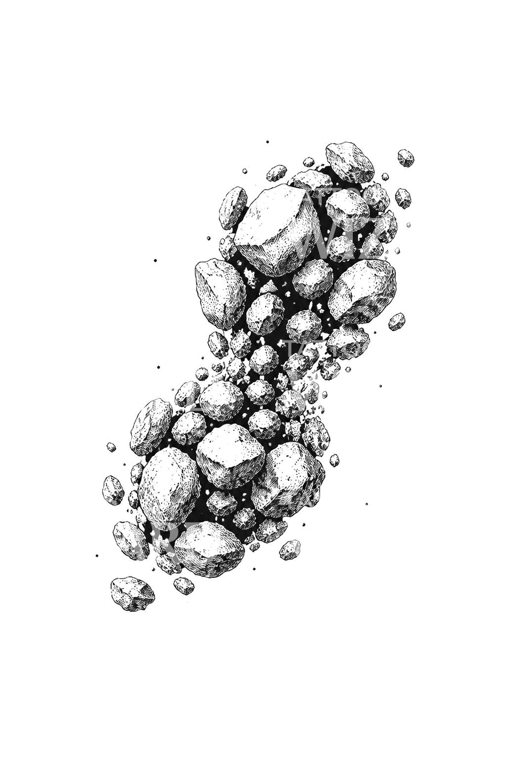 Rubble Pile Asteroid Tattoo Design