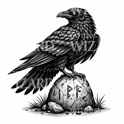 Rune Raven Tattoo Design
