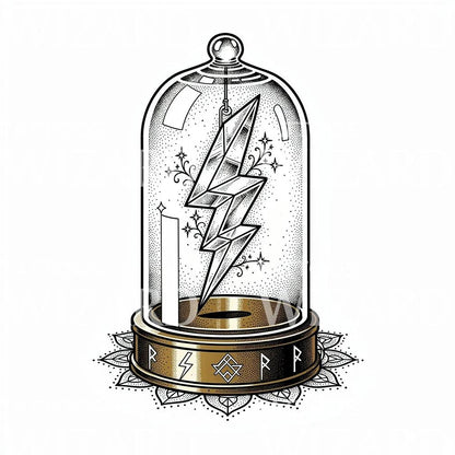 Runic Lightning Dome Tattoo Design