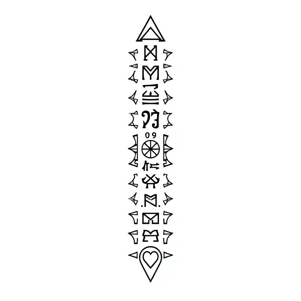 Runic Sigil Column Tattoo Design