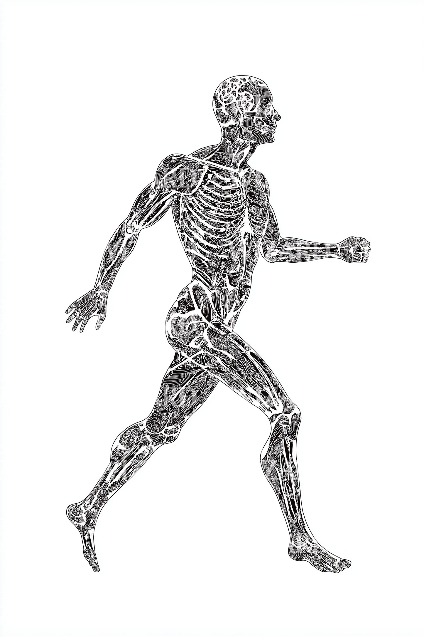 Running Muscle Anatomy Tattoo Illustration