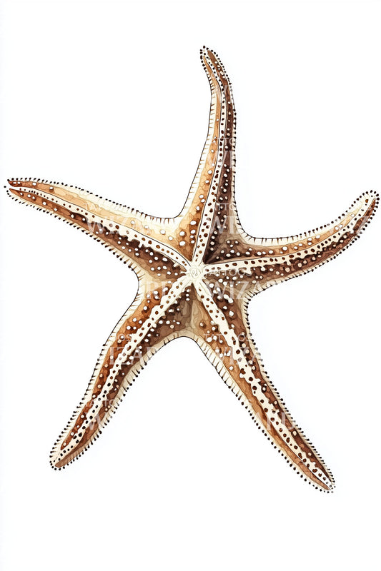 Rustic Brown Starfish Tattoo Illustration