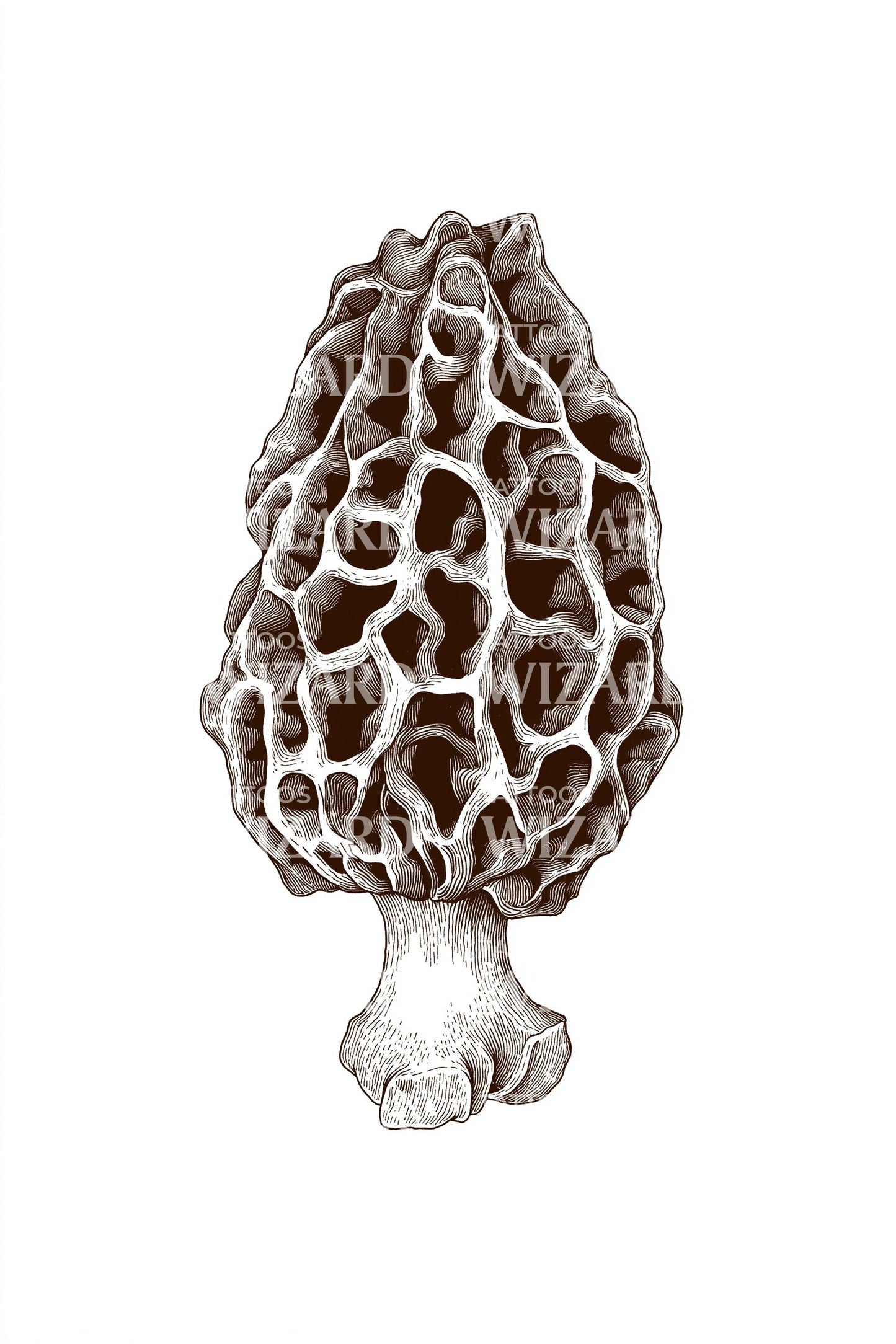 Rustic Morel Mushroom Tattoo Design