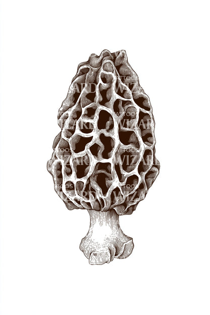 Rustic Morel Mushroom Tattoo Design