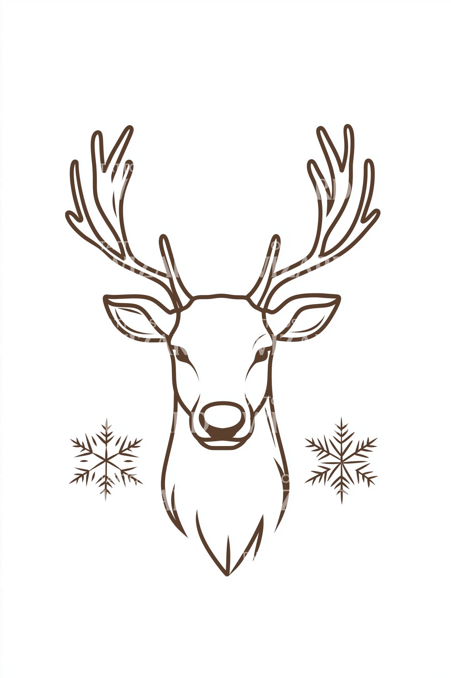 Rustic Reindeer Snowflake Tattoo Illustration