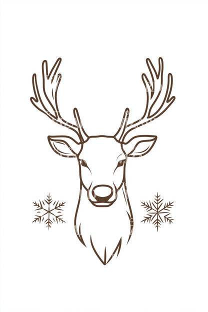 Rustic Reindeer Snowflake Tattoo Illustration