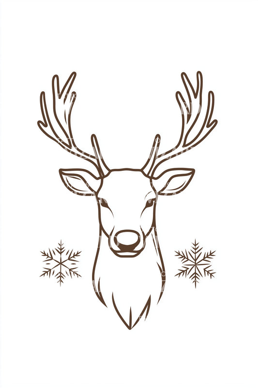Rustic Reindeer Snowflake Tattoo Illustration