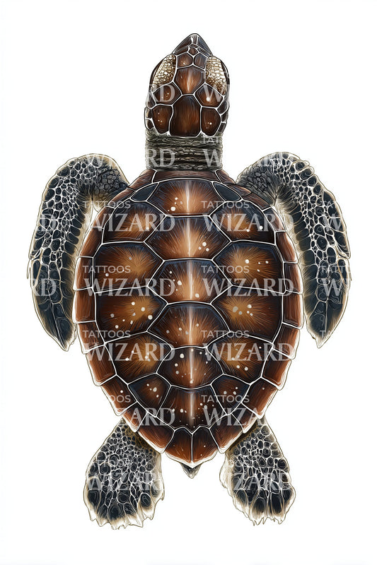 Rustic Sea Turtle Tattoo Design