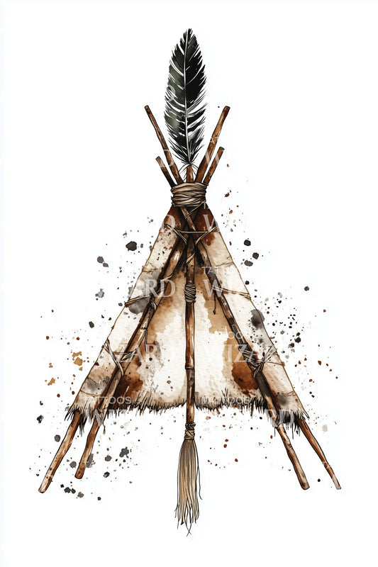 Rustic Tribal Tipi Tattoo Design