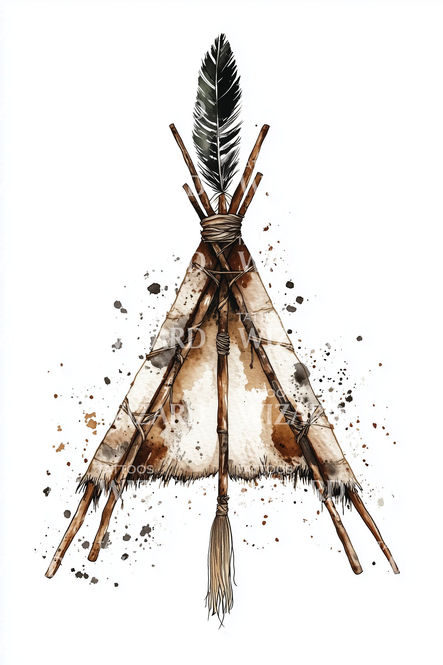 Rustic Tribal Tipi Tattoo Design
