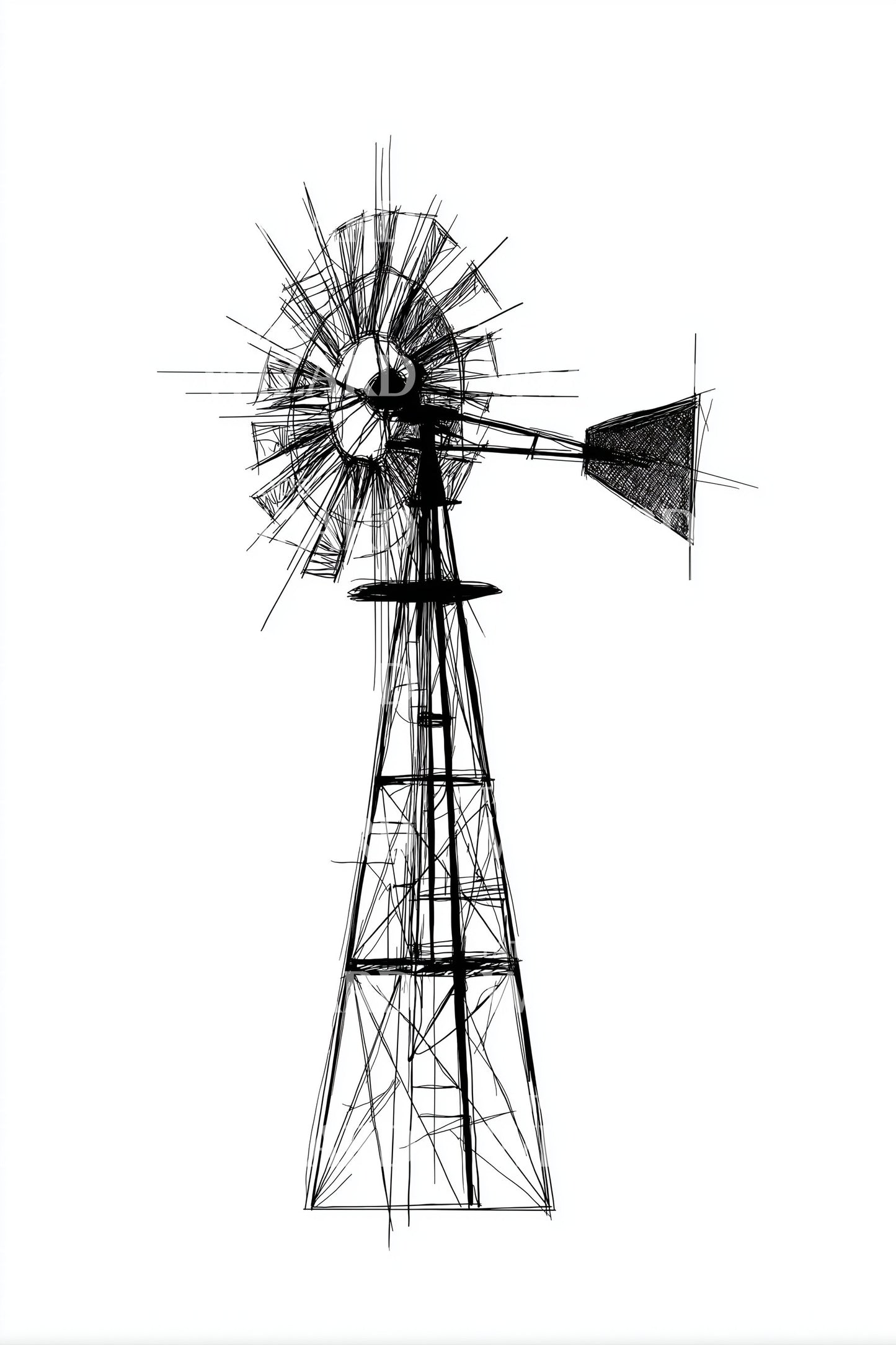 Rustic Windmill Motion Tattoo Design