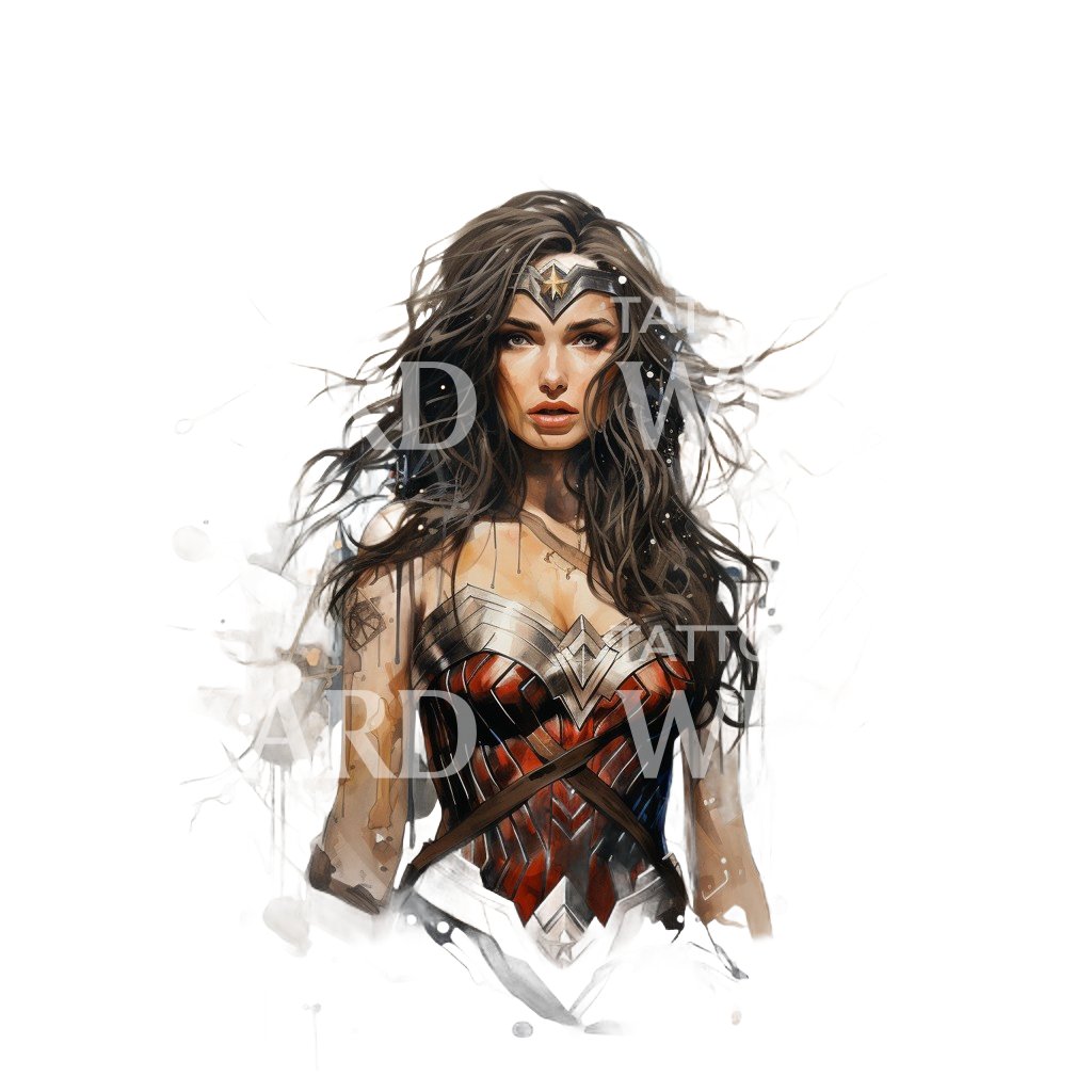 Conception de tatouage Wonder Woman inspirée de Marvel